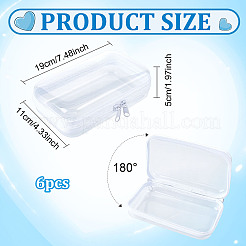 透明なペット用デスクトップ収納ジッパーボックス6個  長方形  ホワイト  19x11x5cm&nbsp;ABAG-WA0001-44C