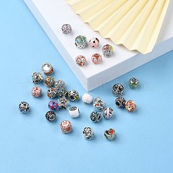 合金ヨーロピアンビーズ  大穴ビーズ  ラインストーンとエナメル  混合形状  ミックスカラー  11~12x10~12x7~12mm  穴：4~5mm&nbsp;X-MPDL-S066-045