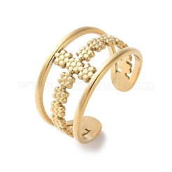 Cross 304 Stainless Steel Open Cuff Rings&nbsp;RJEW-S623-02G