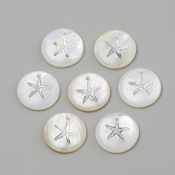 淡水シェルペンダント  フラットラウンド  プラチナ  16x3.5~4mm  穴：1.2mm&nbsp;X-SHEL-Q010-P
