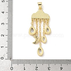 Brass Micro Pave Clear Cubic Zirconia with Natural Shell Pendants&nbsp;KK-L239-051G-02