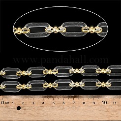 ラックメッキアクリル＆ccbプラスチックチェーン  長持ちメッキ  透明  20x10.6x3mm  5 m /ロール&nbsp;CHAC-H001-01L