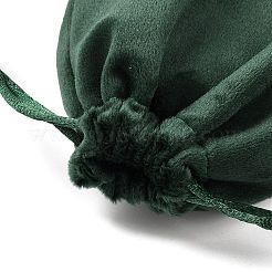 ベルベットのジュエリー用巾着収納ポーチ  長方形  濃い緑  13.7x11.6x0.4cm&nbsp;ABAG-P013-02C-05