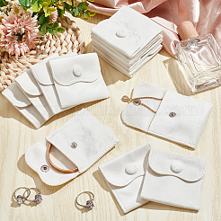 ベルベットのギフト祝福バッグ  ジュエリー収納ポーチ  長方形  ホワイト  6.7x7x0.95cm&nbsp;TP-WH0011-06A-01