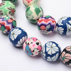 手作り樹脂粘土ビーズ  花柄ラウンド  ミックスカラー  12mm&nbsp;FIMO-12D