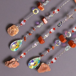Tree of Life Natural Red Jasper Chips Suncatchers&nbsp;HJEW-F027-16