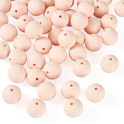 50個の食品グレードの環境に優しいシリコーンビーズ  ラウンド  ミスティローズ  15mm  穴：2mm&nbsp;SIL-TADJ0001-03E