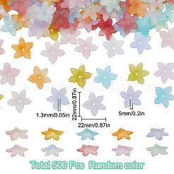 500 個不透明アクリルビーズキャップ  つや消しグラデーション  5  - 花びらの花  ミックスカラー  22x22x5mm  穴：1.3mm&nbsp;OACR-SP0001-16