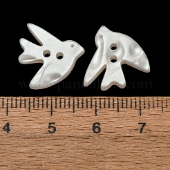 2  - 正孔樹脂ボタン  鳥  ホワイト  16x15x2.5mm  穴：1.4mm&nbsp;RE-CBABECA-02C