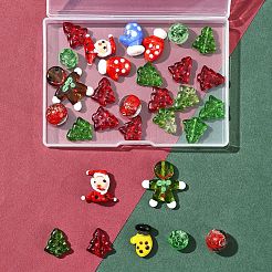 クリスマスをテーマにした手作りのランプワークと透明なガラスビーズのセット  ミックスカラー  12~28x12~23x7~8mm  穴：1~2mm&nbsp;DIY-FS0006-97