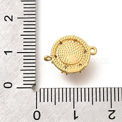 Brass Clear Cubic Zirconia Flat Round Links Connector Charms&nbsp;KK-K398-16G