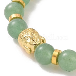 Natural Green Aventurine & Alloy Buddha Head Beaded Strech Bracelets&nbsp;BJEW-JB09420-04