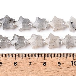 ナチュラルグレーのラブラドライトビーズ連売り  シードビーズで  スター  多面カット  9~11x9~11x4~4.5mm  穴：1mm  約16個/連  0.7~7.28''（17.5~18.5センチメートル）  ビーズ：直径3mm  厚さ2mm  穴：0.7~0.9mm&nbsp;G-T138-184