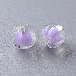 透明なアクリルビーズ  二層ビーズ  カボチャ  ライラック  11x11.5mm  穴：2mm  約122個/100g&nbsp;LS-TACR-S152-07A-SS2114
