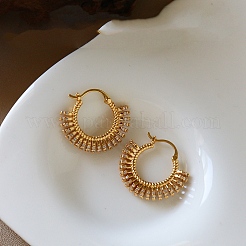 Brass Micro Pave Clear Cubic Zirconia Hoop Earrings for Women&nbsp;WGE8757-01
