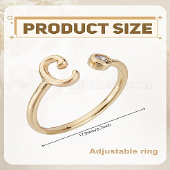 1Pc Brass Micro Pave Clear Cubic Zirconia Open Cuff Rings for Women&nbsp;RJEW-LP0002-37C