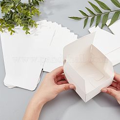 折りたたみ式の厚紙紙のアクセサリー箱  ギフト包装箱  正方形  ホワイト  4x4x2インチ（10x10x5cm）&nbsp;CON-NB0001-72