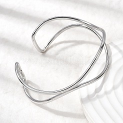 304 Stainless Steel Cuff Bangles for Women&nbsp;BJEW-Z150-01P-02