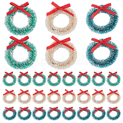 30Pcs 3 Colors Polyester & Hemp Sisal Christmas Wreath Hanging Decorations&nbsp;HJEW-WR0001-22A