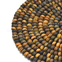 天然石タイガーアイビーズ連売り  艶消し  ロンデル  6x4mm  穴：1mm  約93~96個/連  14.57''~14.76''（37~37.5センチメートル）&nbsp;G-P575-A05-6x4mm-01