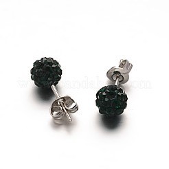 Polymer Clay Rhinestone Ball Stud Earrings&nbsp;EJEW-F0083-03