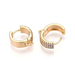 Brass Micro Pave Cubic Zirconia Hoop Earring Finding&nbsp;KK-N261-50G