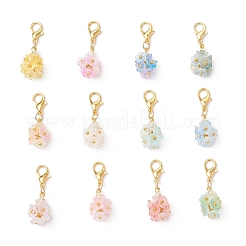 アクリルペンダントの装飾  亜鉛合金カニカン付き  花  ミックスカラー  30.5mm  12個/セット&nbsp;HJEW-JM03448