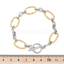 304ステンレススチール製オーバルリンクブレスレット（男性用、女性用）  ゴールデン·ステンレス鋼色  7-7/8インチ（20cm）&nbsp;BJEW-Z108-03GP