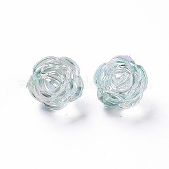 透明なアクリルビーズ  ABカラー  花  ターコイズ  11.5x11.5mm  穴：1.8mm&nbsp;X-TACR-S154-33C-754