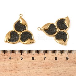304ステンレススチールエナメルペンダント  花のチャーム  グリッターパウダー付き  イオンプレーティング（ip）  18KGP本金メッキ  28x27x3mm  穴：1.8mm&nbsp;STAS-L314-05G