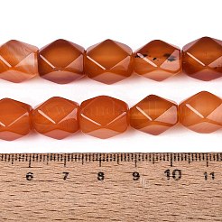 天然石赤瑪瑙ビーズ連売り  多面カット菱形  染め＆加熱  13~14x8.5~12x8.5~12mm  穴：0.9~1mm  約28個/連  15.16~15.35インチ（38.5~39cm）&nbsp;GG-N361-06A-02