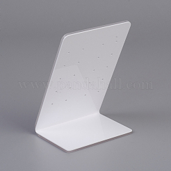 有機ガラスのピアスディスプレイ  長方形  ホワイト  10.8x7cm&nbsp;X-EDIS-G013-03