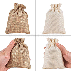 黄麻布ラッピングポーチ巾着袋  ミックスカラー  12x9cm  12個/カラー  24個/セット&nbsp;ABAG-BC0001-06