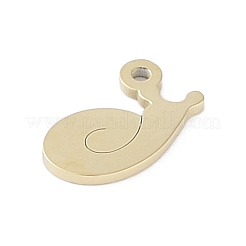 304ステンレススチールチャーム  カタツムリの魅力  14KGP本金メッキ  6x11x1mm  穴：1mm&nbsp;STAS-L022-408G