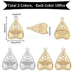 20個2色304ステンレスペンダント  蛾のチャーム付きトーキングボード  ミックスカラー  28x20x2mm  穴：3mm  10個/カラー&nbsp;STAS-SC0007-62