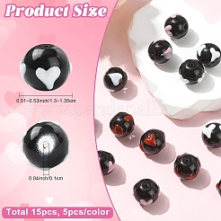 15Pcs 3 Colors Handmade Glass Enamel Beads&nbsp;GLAA-YW0005-87