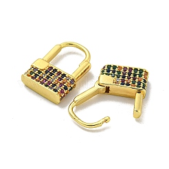 ブラスマイクロパヴェキュービックジルコニアフープピアス  本物の18K金メッキ。ロック  カラフル  15x4mm&nbsp;EJEW-C088-20G-02