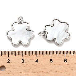 真鍮パヴェシェルペンダント  ジャンプリング付きクローバーチャーム  プラチナ  20.5x20x3mm  穴：3.5mm&nbsp;KK-K365-08A-P