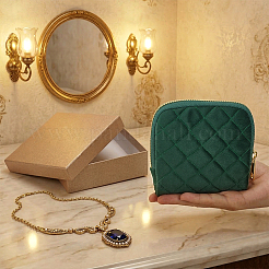 Rhombus Textured Velvet Jewelry Storage Zipper Pouches for Earrings Rings Bracelets Necklaces&nbsp;ABAG-WH0085-012E