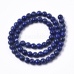 天然石ラピスラズリビーズ連売り  ラウンド  6.5mm  穴：0.8mm  約84個/連  15.75インチ（40cm）&nbsp;G-R465-22B