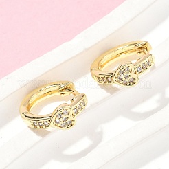 Heart Brass Micro Pave Clear Cubic Zirconia Hoop Earrings&nbsp;EJEW-Z102-31G