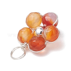 Natural Amazonite & Apatite & Rose Quartz & Amethyst & Red Agate Faceted Round Beaded Pendants&nbsp;PALLOY-JF03606-02