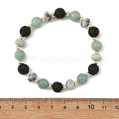 Rondelle Natural Larimar & Round Natural Mixed Stone Beaded Stretch Bracelets&nbsp;BJEW-JB14433