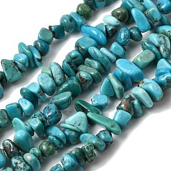 天然の湖北ターコイズビーズ連売り  ナゲット  4~4.5x4~4.5x1~5mm  穴：0.4mm  15.43~15.94''（39.2~40.5センチメートル）&nbsp;G-H345-A01-06