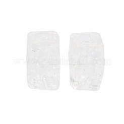 透明なクラックルアクリルヨーロピアンビーズ  大穴ビーズ  直方体の  透明  19x12x13mm  穴：7mm  約290個/500g&nbsp;CACR-S010-09