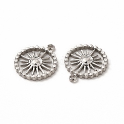 変色しない304ステンレススチールペンダント  丸カン付き  太陽  ステンレス鋼色  15x13x1.5mm  穴：1.5mm&nbsp;STAS-E185-08P