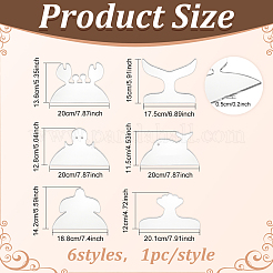 6Pcs 6 Styles Crab & Ghost & Fishtail Transparent Acrylic Reusable Drawing Template for DIY Scrapbooking&nbsp;OACR-WH0041-03