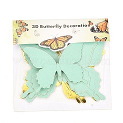 3dプラスチックウォールステッカー  マスキングテープ付  家の居間の寝室の壁の装飾のため  蝶  アクアマリン  60~90x80~120x0.5mm  24個/セット&nbsp;DIY-F077-03G