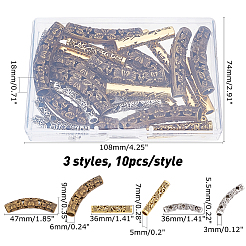 30Pcs 3 Style Hollow Alloy Tube Beads&nbsp;TIBEB-CA0001-12