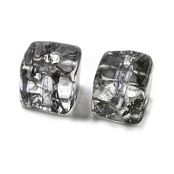 透明クラックルガラスビーズ500個。  キューブ  グレー  6.5x6.5x6mm  穴：1.8mm&nbsp;EGLA-NH0001-01C